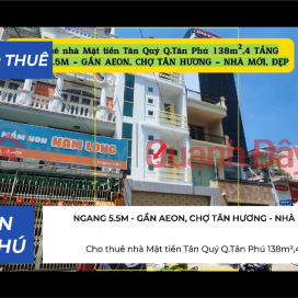 House for rent on Tan Quy Street, Tan Phu District, 138m², 4 floors, 39 million VND - near AEON Mall. _0
