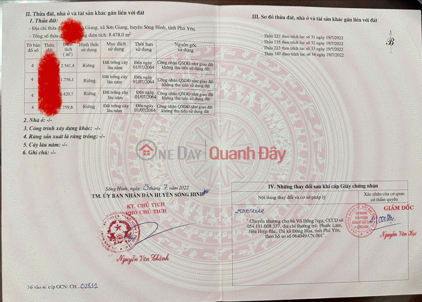 Property Search Vietnam | OneDay | , Sales Listings LAND FOR SALE IN SON GIANG COMMUNE – SONG HINH DISTRICT, PHU YEN PROVINCE