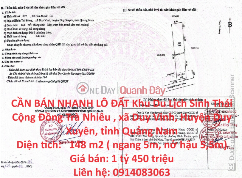 FOR QUICK SALE OF LAND LOT, Tra Nhieu Community Ecotourism Area, Cam Kim, Hoi An Sales Listings