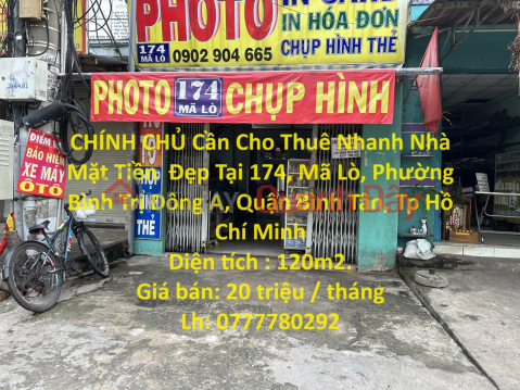 CHÍNH CHỦ Cần Cho Thuê Nhanh Nhà Mặt Tiền Đẹp Tại Quận Bình Tân , TP HCM _0
