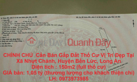 CHÍNH CHỦ Cần Bán Gấp Đất Thổ Cư Vị Trí Đẹp Tại Xã Nhựt Chánh, Huyện Bến Lức, Long An _0