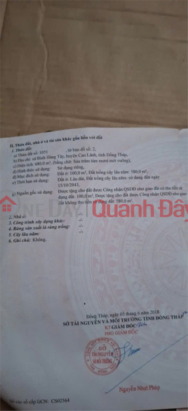 GIÁ TỐT - CHÍNH CHỦ Cần Bán Nhanh Lô Đất Vị Trí Tại Cao Lãnh, Tỉnh Đồng Tháp, Việt Nam | Bán đ 1 tỷ