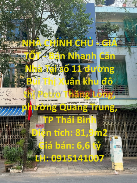 OWNERS' HOUSE - GOOD PRICE - Selling House Quickly at Bui Thi Xuan, Petro Thang Long Urban Area, Thai Binh Sales Listings