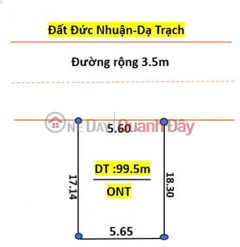 Land for sale in Duc Nhuan Da Trach, area 99.5m, frontage 5.56m, expanding back, investment price _0