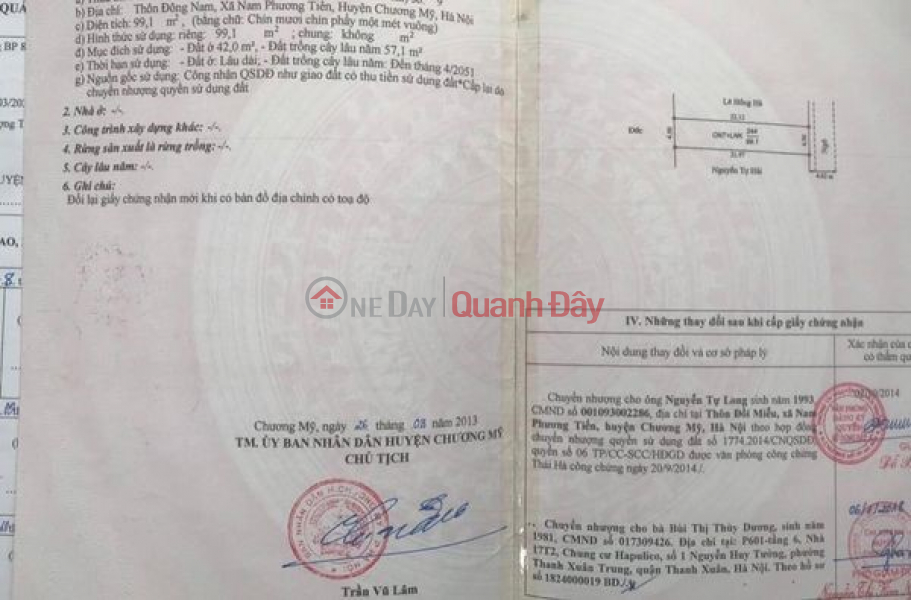 more than 700 million - 99m of land in Hanoi - Chuong My - Road for trucks to avoid motorbikes - area of 99.1m of square land available | Vietnam | Sales đ 700 Million