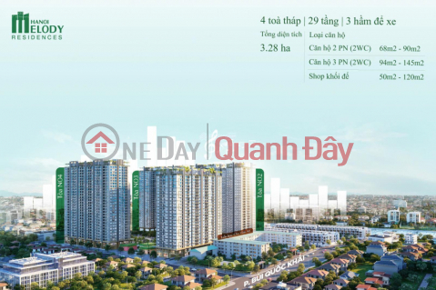 Siêu đẹp căn hộ 2PN tại Hanoi Melody Residences giá từ 4,5 tỷ, ban công Đông Nam (HTLS 0%, CK 9%) _0