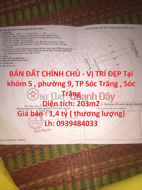 BÁN ĐẤT CHÍNH CHỦ - VỊ TRÍ ĐẸP Tại TP Sóc Trăng - Giá Cực Rẻ _0