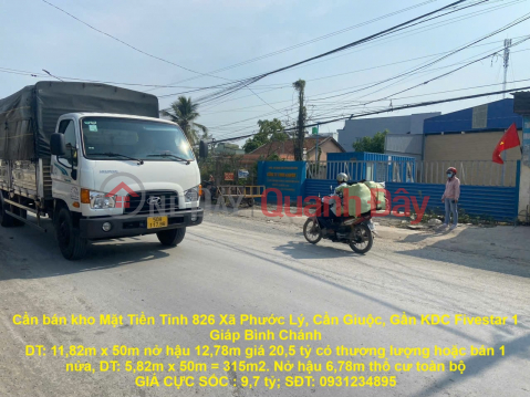 Cần bán kho Mặt Tiền Tỉnh 826 Xã Phước Lý, Cần Giuộc, Gần KDC Fivestar 1 Giáp Bình Chánh _0