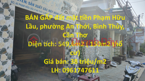BÁN GẤP đất mặt tiền Phạm Hữu Lầu, phường An Thới, Bình Thủy, Cần Thơ _0