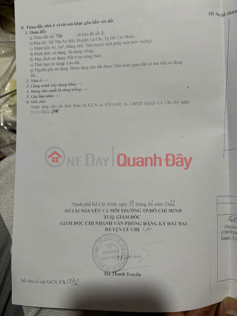 PRIME LAND – GOOD PRICE – OWNER SELLING Located on Nguyen Van Kha Street, Tan An Hoi Commune, Cu Chi District, Ho Chi Minh City _0
