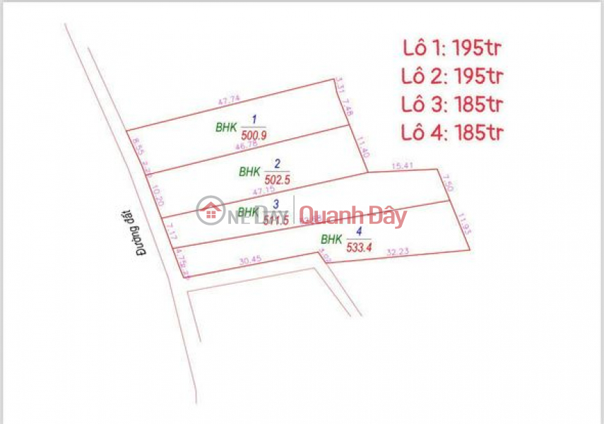 Hot goods! Open Lock Sale of 4 cheap plots of land from only 185 million\\/lot in Dien Xuan commune, Dien Khanh, Khanh Hoa. Sales Listings