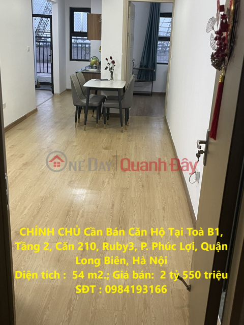 CHÍNH CHỦ Cần Bán Căn Hộ Tại Toà B1, Tầng 2, Căn 210, Ruby3, P. Phúc Lợi, Quận Long Biên, Hà Nội _0