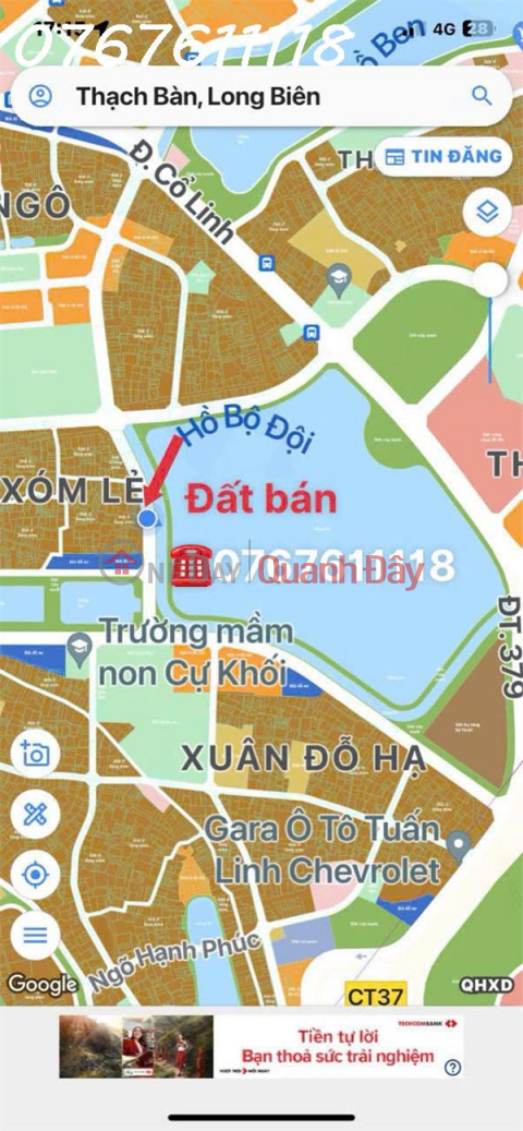 Bán đất phân lô Thạch Bàn,mặt hồ CV,ô tô tải tránh,vỉa hè 3m,DT50m,MT5m,10 tỷ _0