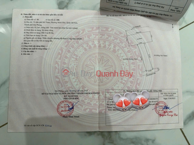 2.4 billion – 82.2m2 – Road frontage 403 Minh Duc, Do Son – Zalo 0567222555 Sales Listings