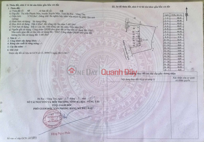 BÁN ĐẤT 215 HUỲNH MINH THẠNH, huyện Xuyên Mộc, Bà Rịa - Vũng Tàu Niêm yết bán