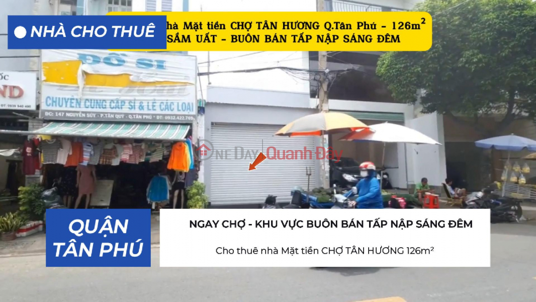 House for rent, frontage of TAN HUONG MARKET, 126m² - 20 million Rental Listings