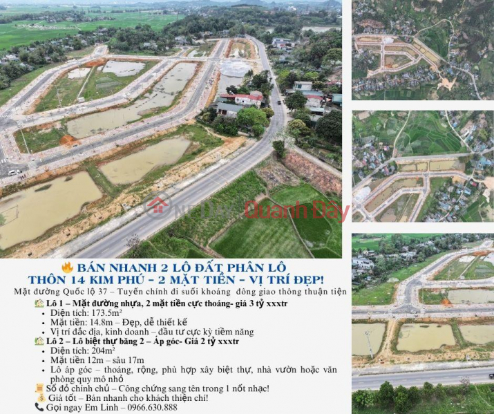 Need to sell 2 beautiful plots of land in village 14 Kim Phu - on National Highway 37 to mineral spring! Sales Listings