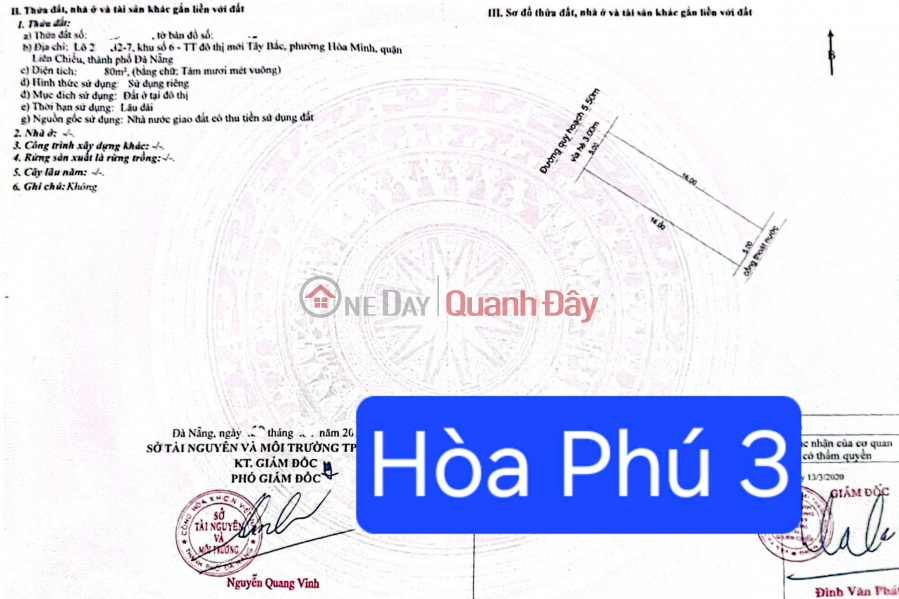 Property Search Vietnam | OneDay | Nhà ở Niêm yết bán BÁN GẤP ĐẤT MẶT TIỀN ĐƯỜNG HOÀ PHÚ 3 – VỊ TRÍ ĐẸP