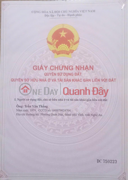 CHÍNH CHỦ BÁN NHANH LÔ ĐẤT ĐẸP Tại Xã Nghi Phong, Huyện Nghi Lộc, Tỉnh Nghệ An, Việt Nam, Bán | đ 1,3 tỷ