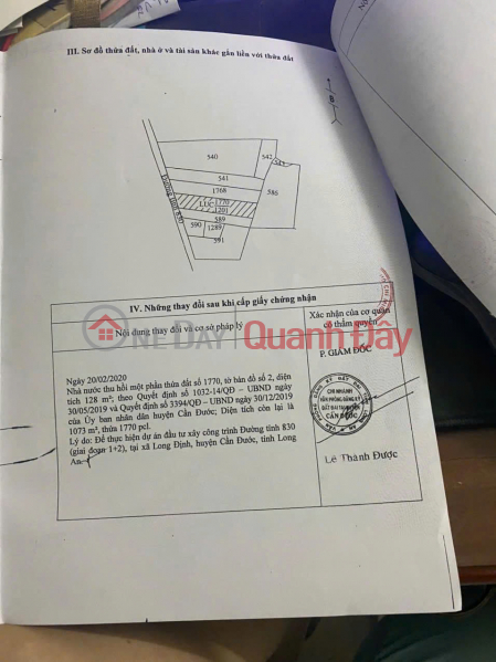 Property Search Vietnam | OneDay | Residential, Sales Listings LAND FOR SALE: AREA 1201M2 (300M2 RESIDENTIAL LAND),FRONTAGE 16.5M, TITLE DEED AVAILABLE, LOCATED ON DT830 ROAD, CAN DUOC DISTRICT, LONG AN PROVINCE