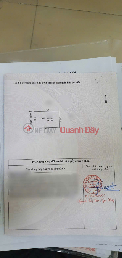 Đã tách thành 2 lô 96.4 m2 và 85.5 m2
- Đ/c : Chúc đồng - Thụy hương - Chương Mỹ - Hà Nội. _0