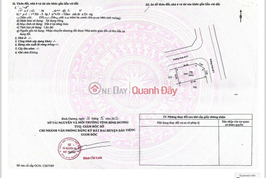 Bán đất tại Định Hiệp, Dầu Tiếng, Bình Dương, giá tốt, 4,7 triệu / m2, 294 m2 Niêm yết bán