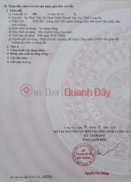 Property Search Vietnam | OneDay | Nhà ở Niêm yết bán | ĐẤT CHÍNH CHỦ - GIÁ TỐT - Cần Bán Gấp Lô Đất Tại Huyện Tân Trụ- Long An