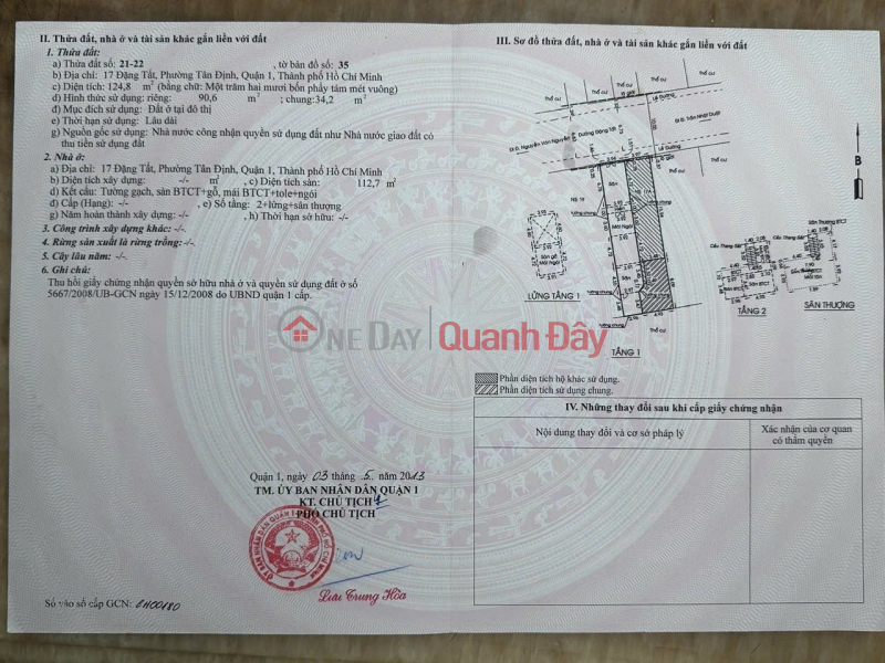 HOT CHÍNH CHỦ CẦN BÁN NHANH LÔ ĐẤT ĐẦU TƯ SINH LỜI tại phường Tân Định, quận 1, TPHCM Niêm yết bán