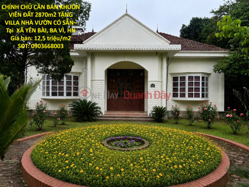 OWNER NEEDS TO SELL A 2870m2 PLOT OF LAND INCLUDING A PRE-EXISTING GARDEN VILLA – Located in YEN BAI COMMUNE, BA VI DISTRICT, HANOI Sales Listings