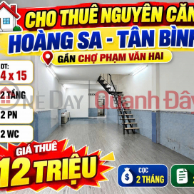 House for rent, recessed frontage on Hoang Sa Street, Tan Binh District, 4x15m, 12 million VND. _0