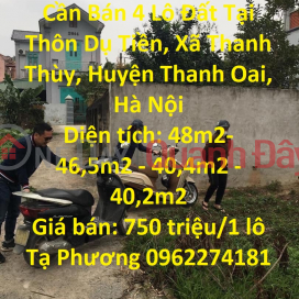 ĐẤT ĐẸP - GIÁ TỐT - Cần Bán 4 Lô Đất Tại Thôn Dụ Tiền, Xã Thanh Thùy, Huyện Thanh Oai, Hà Nội _0