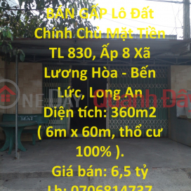 URGENT SALE Land Lot Main Owner Front TL 830, Hamlet 8 Luong Hoa Commune - Ben Luc, Long An _0