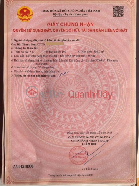To 500 agents selling land plots in Nhon Trach Ward, Dong Nai City, commission fully received - Price only 12 million VND per square meter. _0