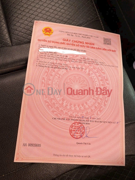 Property Search Vietnam | OneDay | Nhà ở | Niêm yết bán | ĐẤT CHÍNH CHỦ - LÔ GÓC 2 MẶT TIỀN Xã Trung Dũng, Huyện Tiên Lữ, Tỉnh Hưng Yên