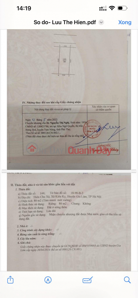 FOR SALE: 80 m2 RESETTLEMENT LAND IN KIEU KY – GIA LAM, PRICE ONLY 100 MILLION VND\/M2, CONTACT 0985865658 _0