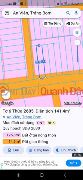 đ 1,45 tỷ | ĐẦU TƯ SINH LỜI - GIÁ TỐT - CHÍNH CHỦ Cần Bán Lô Đất Xã An Viễn, Huyện Trảng Bom, Đồng Nai.