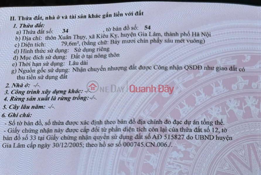 HOT HOT CẦN BÁN NHANH LÔ ĐẤT TIỀM NĂNG tại huyện Gia Lâm tô Hà Nội Niêm yết bán