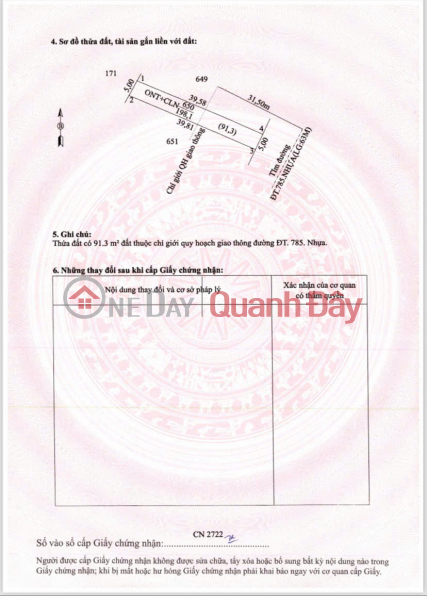 Property Search Vietnam | OneDay | Nhà ở, Niêm yết bán Chính Chủ Bán Lô Đất Mặt Tiền Đường DT785 Ấp Hội Thắng, Xã Tân Hội, Tây Ninh