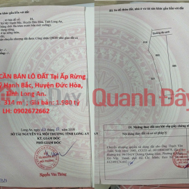 HOT HOT - CẦN BÁN LÔ ĐẤT Tại Ấp Rừng Sến, Xã Mỹ Hạnh Bắc, Huyện Đức Hòa, Tỉnh Long An. _0