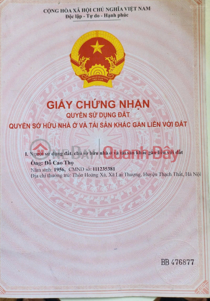 Đất ở Lại Thượng, Thạch Thất full thổ cư, sổ đỏ chính chủ cất két, không qua môi giới, giá cực tốt | Việt Nam | Bán | đ 3 tỷ