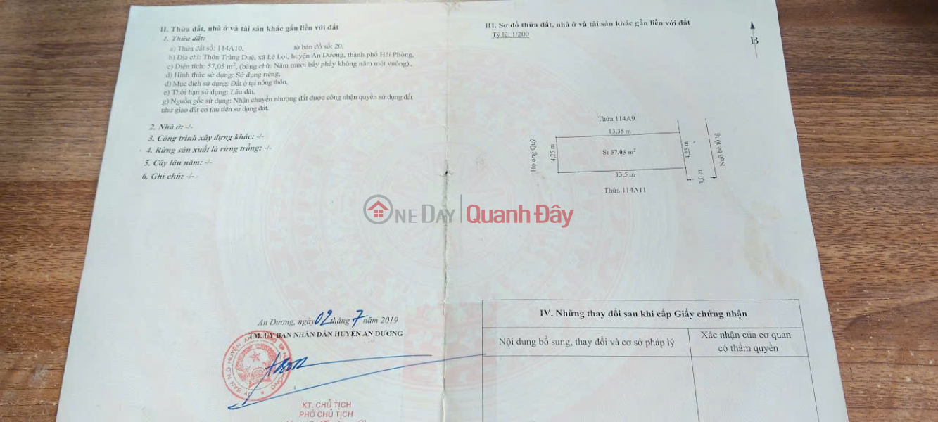 Đất Tràng Duệ, Lê Lợi - Gần đường nhựa, sát 2 KCN, giá chỉ 1,25 tỷ - Tiềm năng tăng giá Niêm yết bán