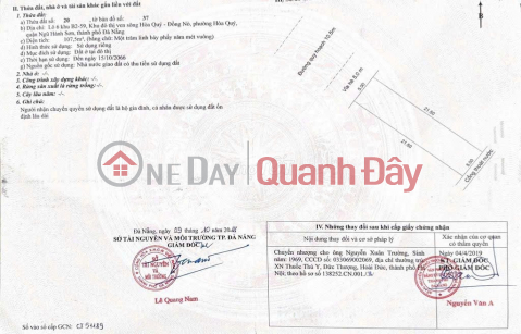 HOT HOT – INVESTMENT GUARANTEED TO PROFIT – OWNER URGENTLY SELLING LAND in Hoa Quy Ward, Ngu Hanh Son District, Da Nang _0