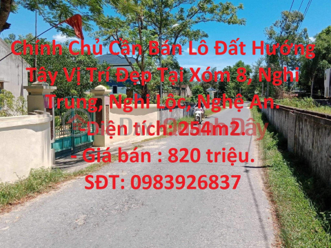 Chính Chủ Cần Bán Lô Đất Hướng Tây Vị Trí Đẹp Tại Xóm 8, Nghi Trung, Nghi Lộc, Nghệ An. _0