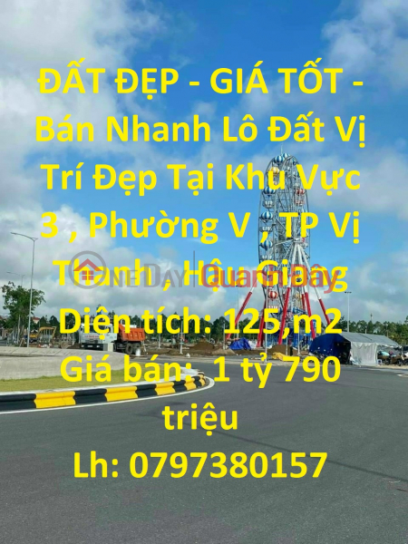 ĐẤT ĐẸP - GIÁ TỐT - Bán Nhanh Lô Đất Vị Trí Đẹp Tại TP Vị Thanh - GIÁ CỰC MỀM Niêm yết bán