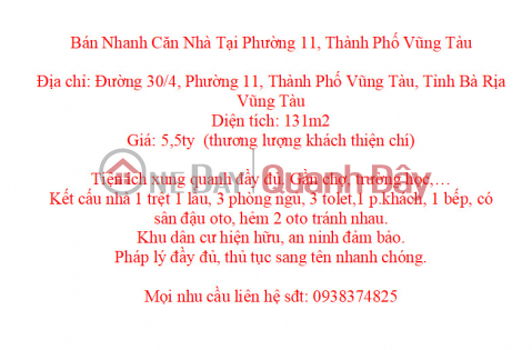 Quick Sale House in Ward 11, Vung Tau City _0