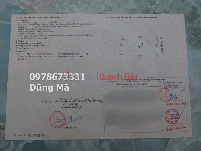 Property Search Vietnam | OneDay | Nhà ở | Niêm yết bán | ĐẤT GIÁP QUẬN HÀ ĐÔNG TẠI PHỤNG CHÂU-CHƯƠNG MỸ