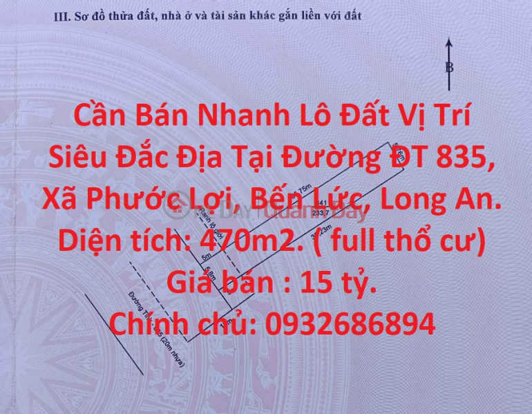 Cần Bán Nhanh Lô Đất Vị Trí Siêu Đắc Địa Tại Huyện Bến Lức, Tỉnh Long An. Niêm yết bán