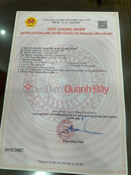 đ 1,17 tỷ Đất hiếm mặt đường Tư Thủy – Cầu Ngựa, Hòa Nghĩa, chỉ 1.1x tỷ – ZALO 0567 222 555