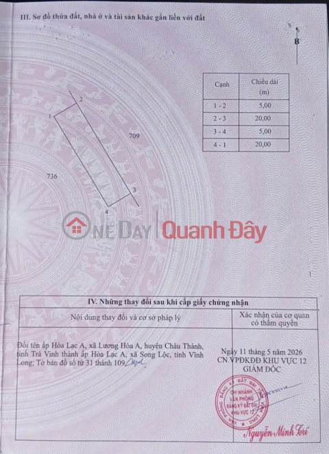 Owner selling a promising plot of land in Hoa Lac A Hamlet, Luong Hoa A Commune, Chau Thanh District, Tra Vinh Province. _0