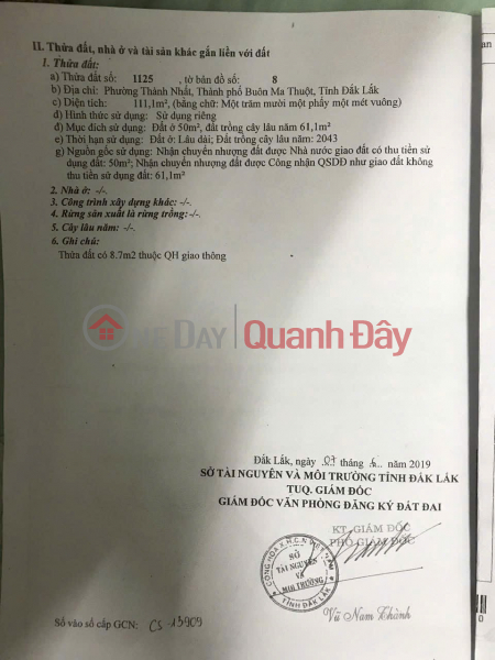 BEAUTIFUL LAND - GOOD PRICE - Need to sell potential land in Thanh Nhat Ward, Buon Ma Thuot City, Dak Lak Sales Listings